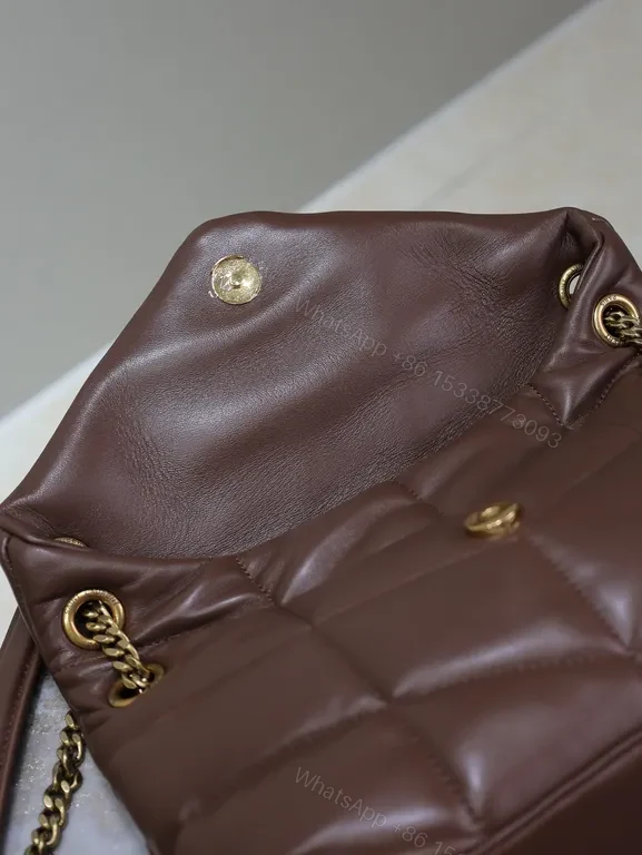 View 9 of Chic Quilted Burgundy Leather Crossbody with Gold Hardware