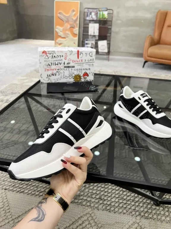 View 6 of Chic Black & White Mesh Leather Sneakers â€” All-Day Comfort