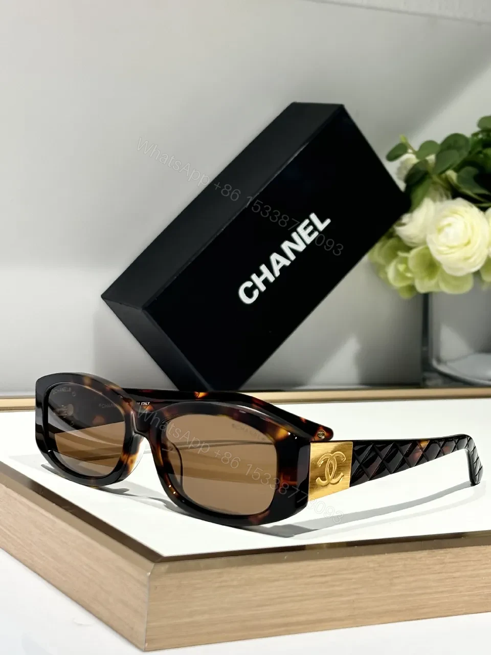View 7 of Black Acetate Sunglasses | Lattice Accent & Gradient Lenses