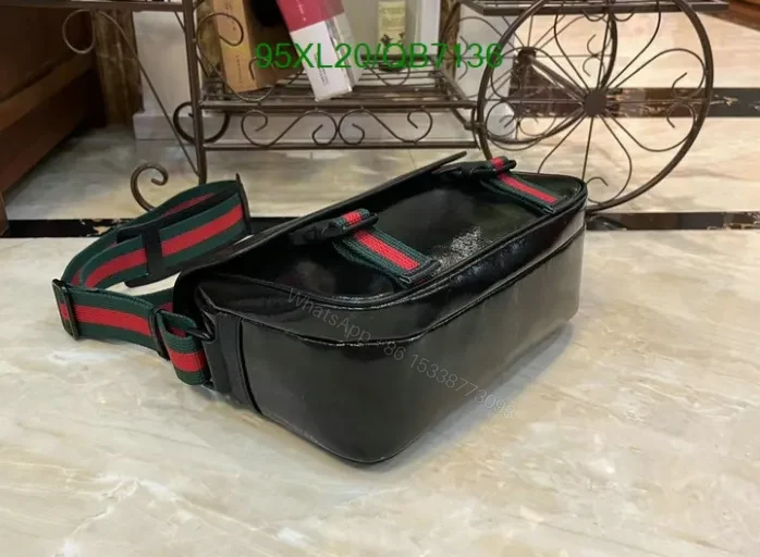 View 4 of Gucci Duplicate Messenger GG Crystal Bag QB71366 in Black Color