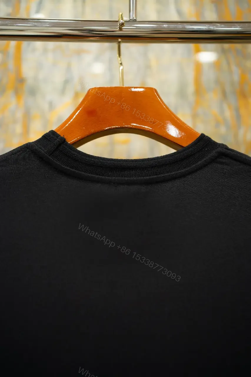 View 7 of Black Cotton T-Shirt with Logo Patch, Classic Style, Everyday Wear