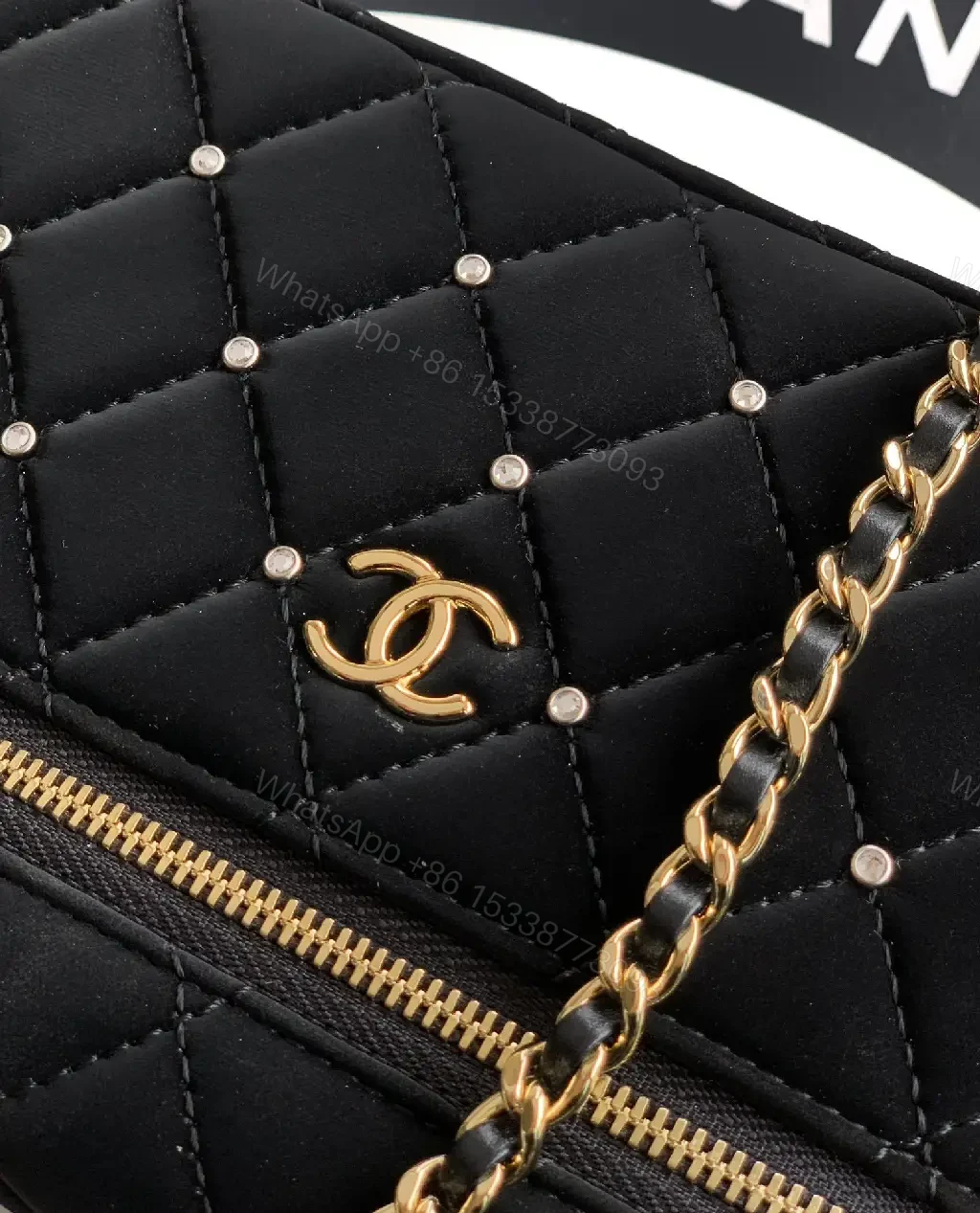 View 5 of Velvet Quilted Crossbody Mini Bag with Gold Hardware
