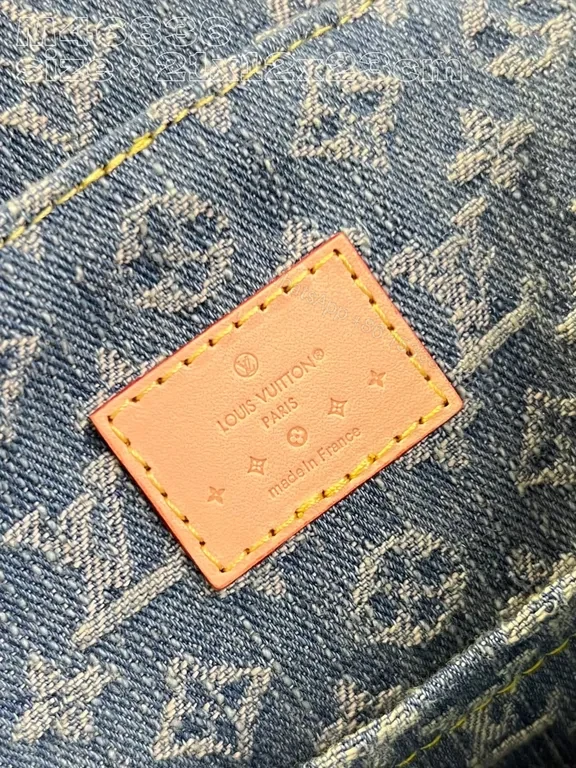 View 5 of Blue Denim Monogram Backpack - Gold Hardware, Imitation LV Style