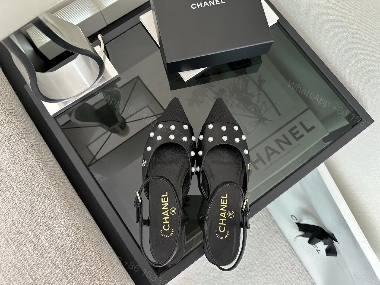 View 2 of Pearl-Detail Pointed-Toe Slingbacks: Sophisticated Everyday Elevation