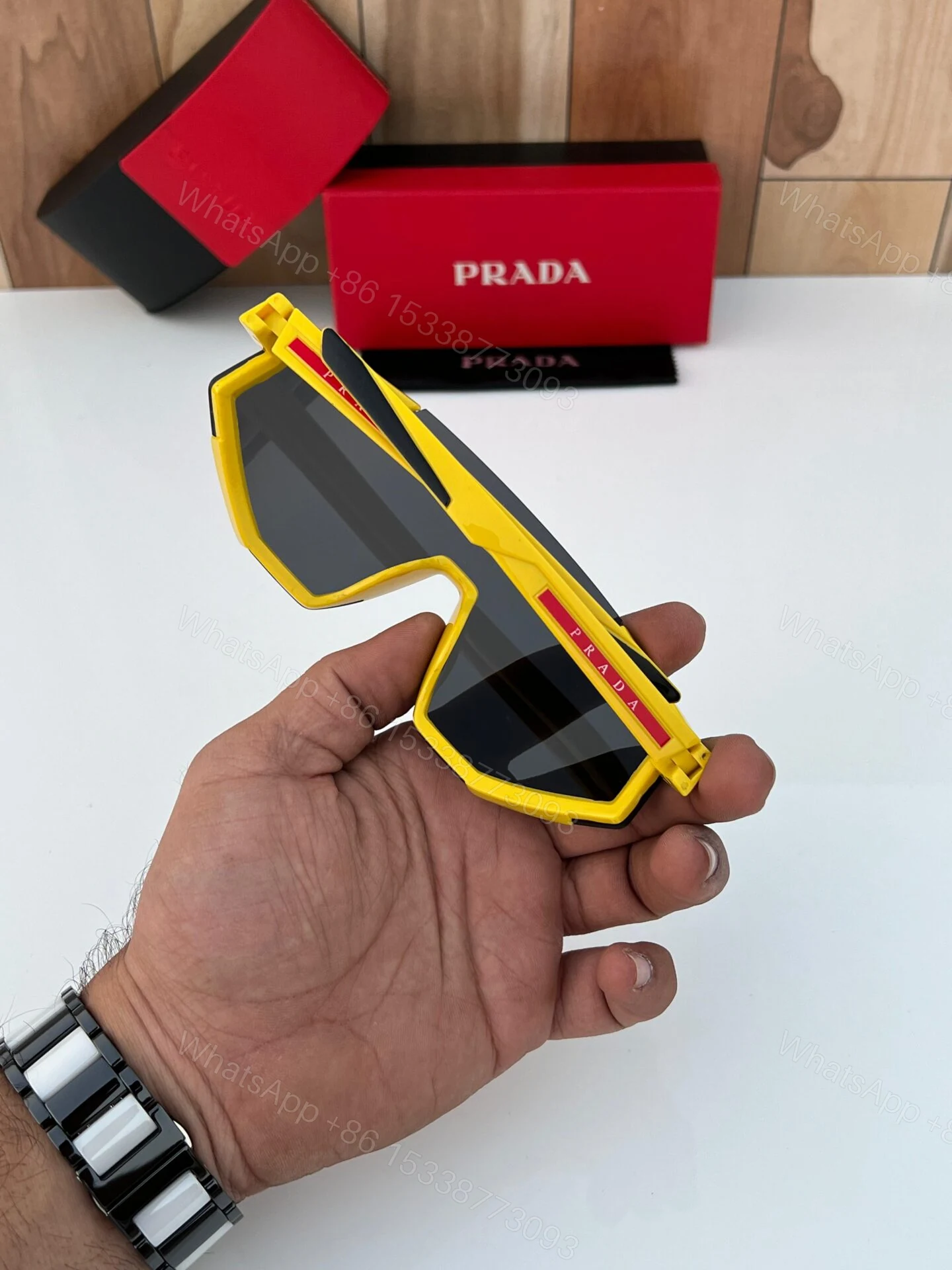 View 5 of Prada Sport Sunglasses Grey Yellow Plastic