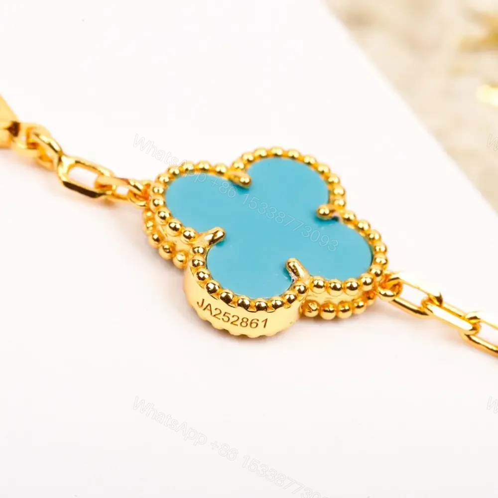 View 5 of 高仿首飾VanCleef&Arpels*RD003四葉草綠松石手鏈黃金款