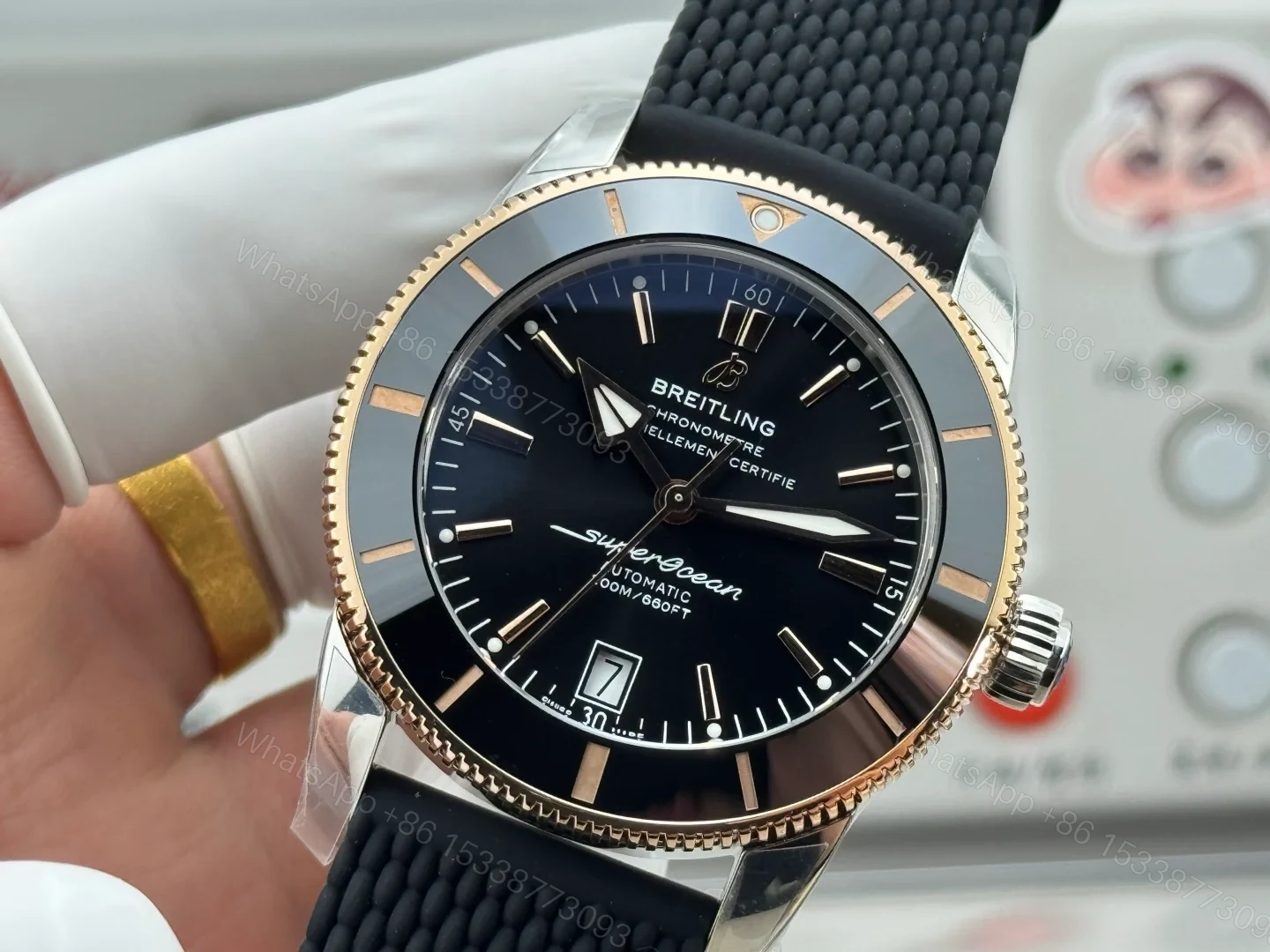 View 7 of Breitling Superocean Heritage Ceramic Black Replica 42MM Premium Rubber Strap Edition UB2030121B1S1