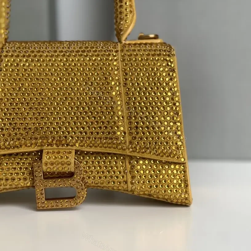 View 4 of 高仿Balenciaga*Hourglass系列沙漏包滿鑽金色XS