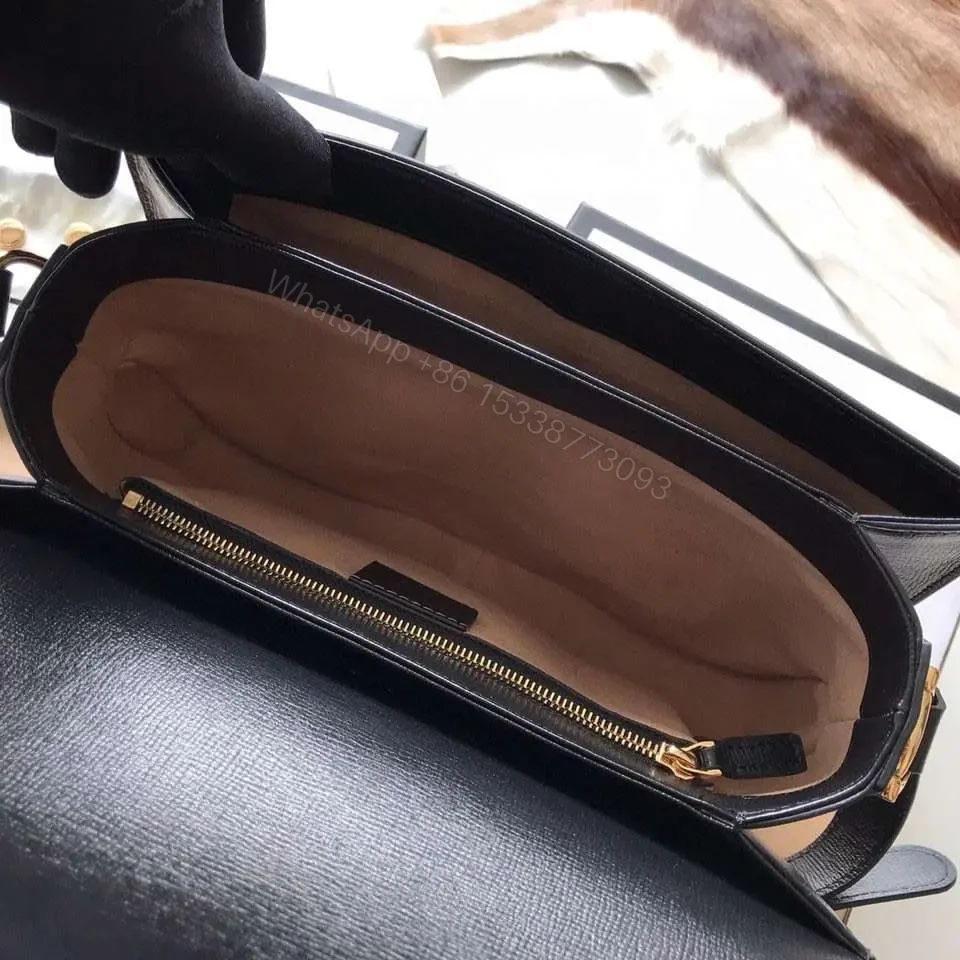 View 8 of Gucci 1955 Horsebit Like Auth Handbag Black Smooth Leather 25cm