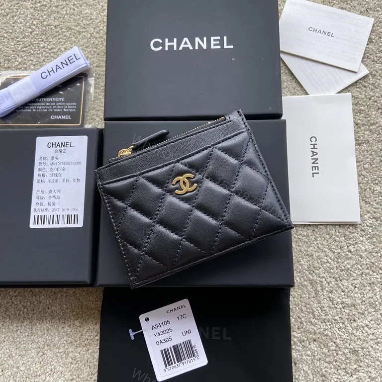 View 6 of Black Calfskin Chanel Cardholder Wallet: Quilted Luxury, Compact Style