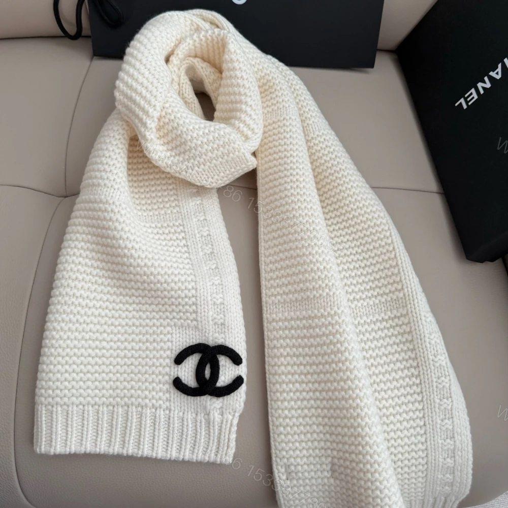 View 2 of Chanel Cashmere Knit Scarve White