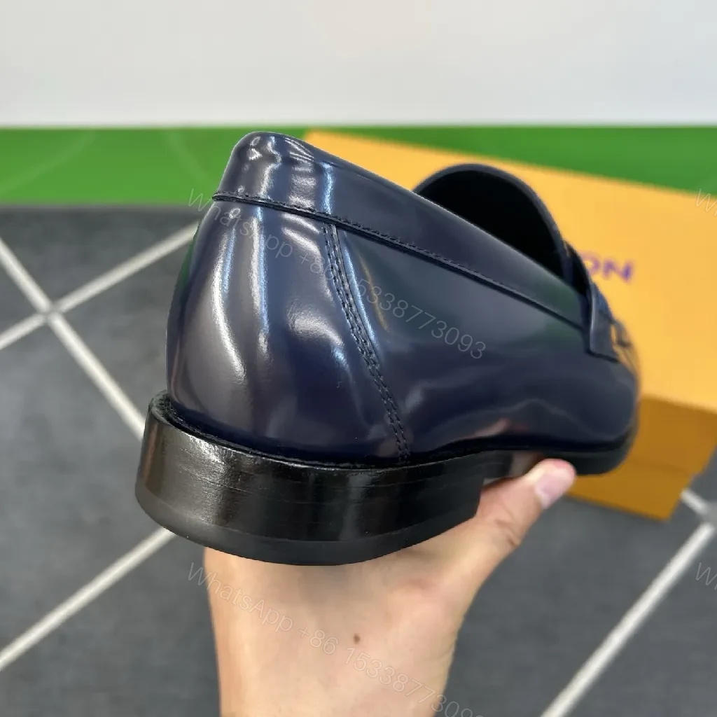 View 5 of Glazed Calfskin Loafer with Signature LV Hardware