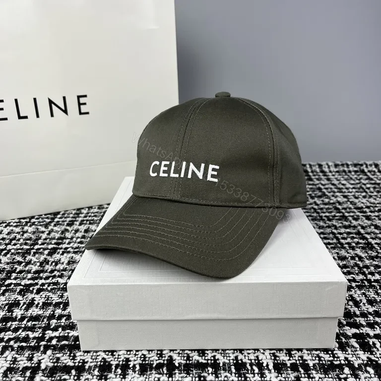 View 8 of Khaki Cotton Blend Cap â€” Subtle Celine-Inspired Luxury Cap
