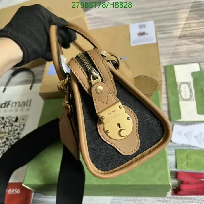 View 4 of Gucci BAULETTO Replica Black Handbag HB8285 – Classic GG Canvas