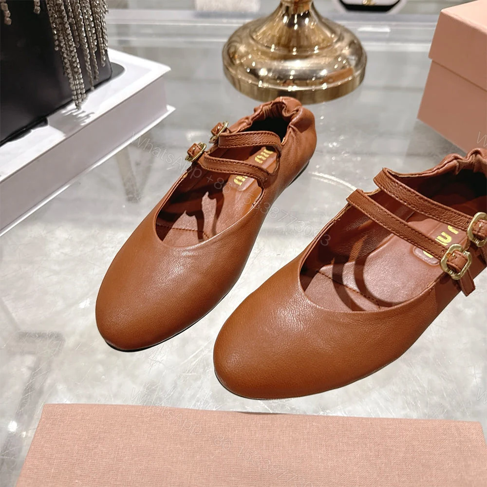 View 7 of MIUMIU Ruched Nappa Leather Ballet Flats 609883