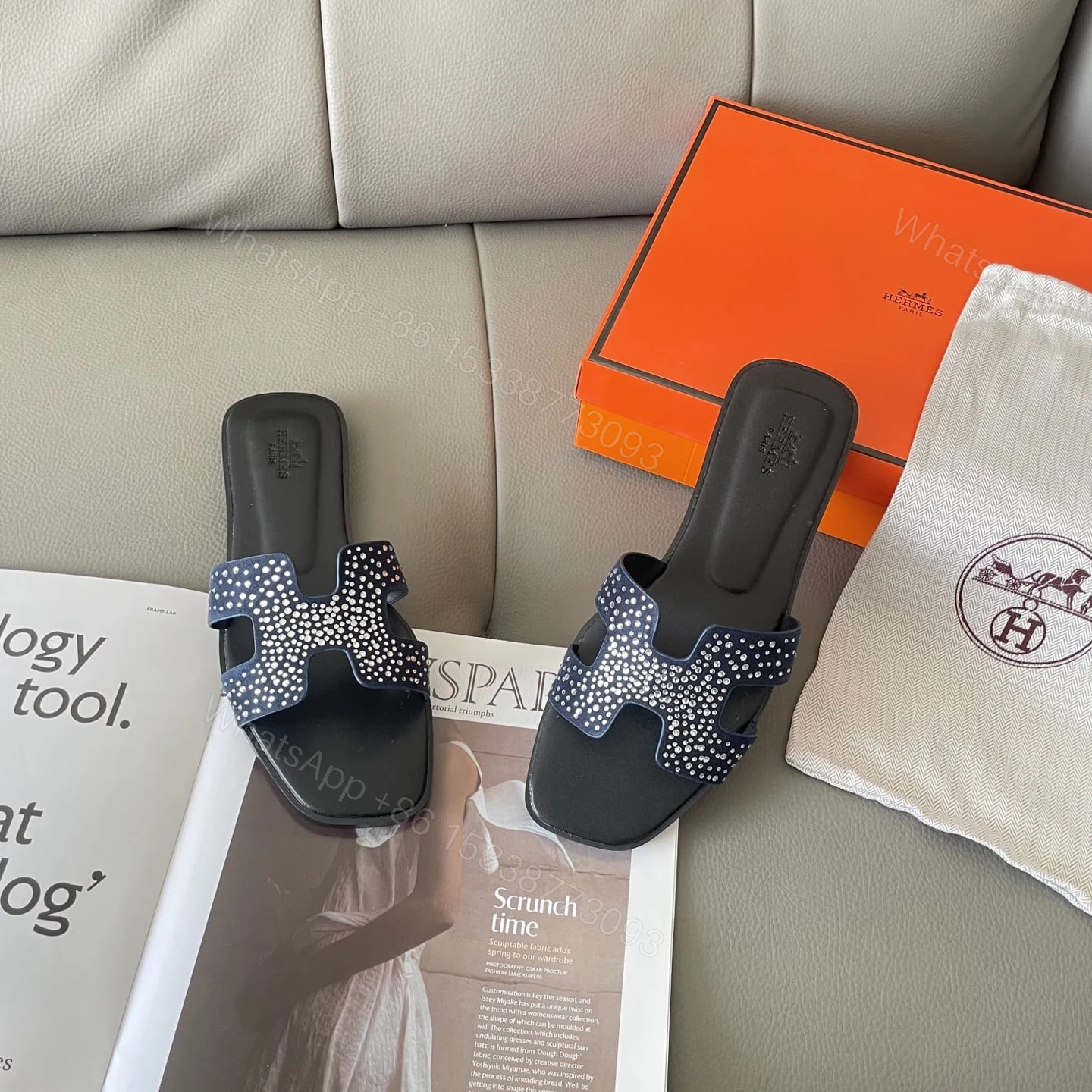View 5 of HERMES ORAN SANDAL CRYSTLE BLUE