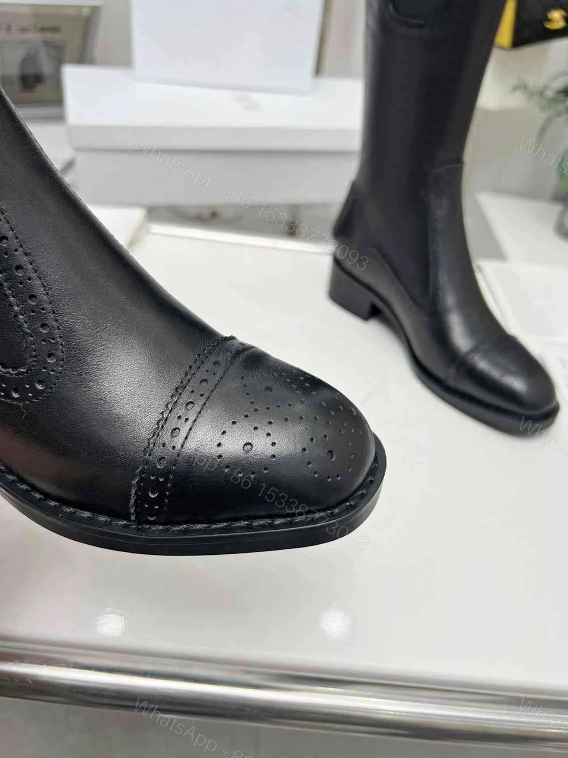 View 3 of DIOR D FOLK BOOT CALFSKIN BLACK