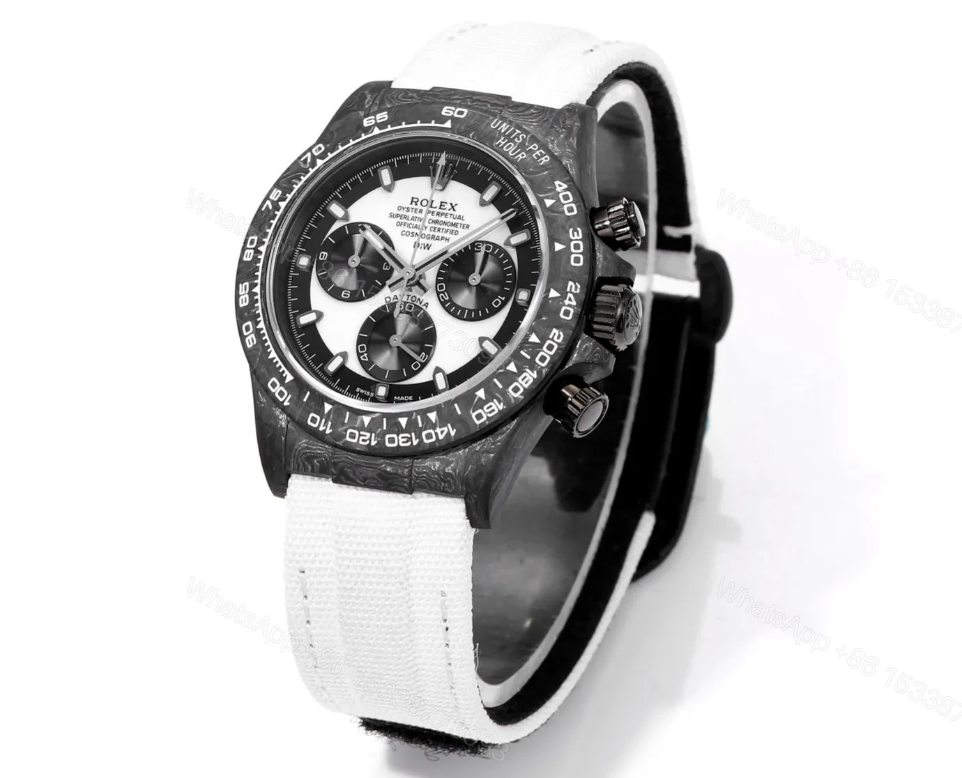 View 2 of Clean Factory TW Rolex Daytona Carbon Fiber Watch – Black/White
