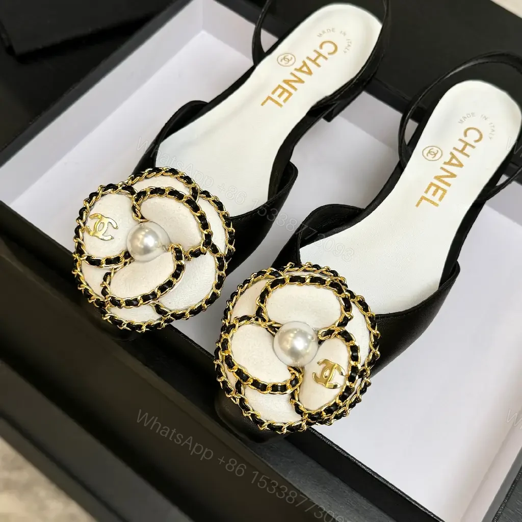 View 6 of Satin Slingback Pumps with Pearl Floral Ornaments