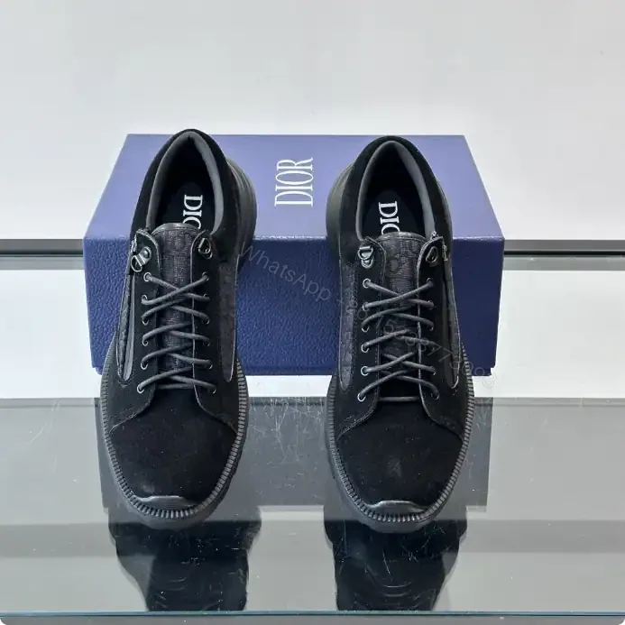 View 5 of DIOR COMBAT DERBY SHOES BLACK SUEDE AND BLACK OBLIQUE JACQUARD – CD199