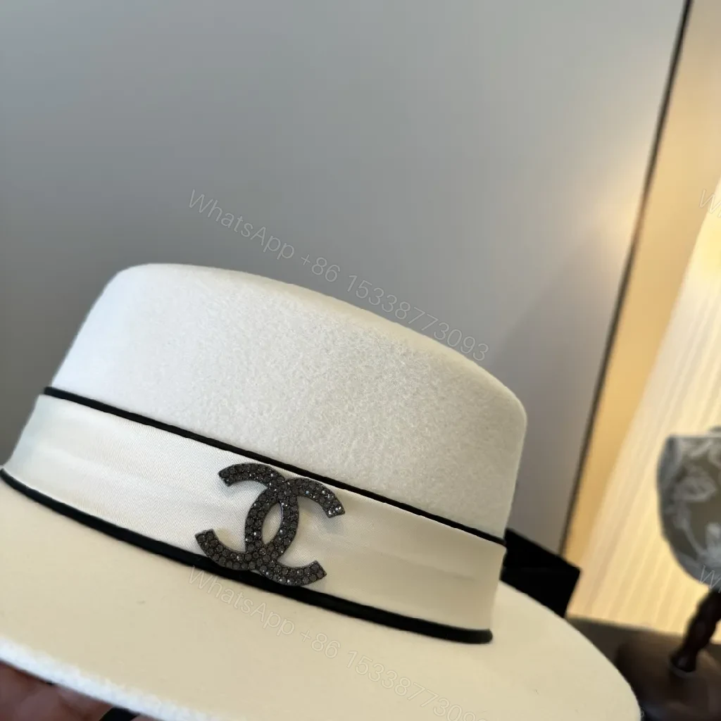 View 2 of Crisp White Wool Fedora with Black Grosgrain Band