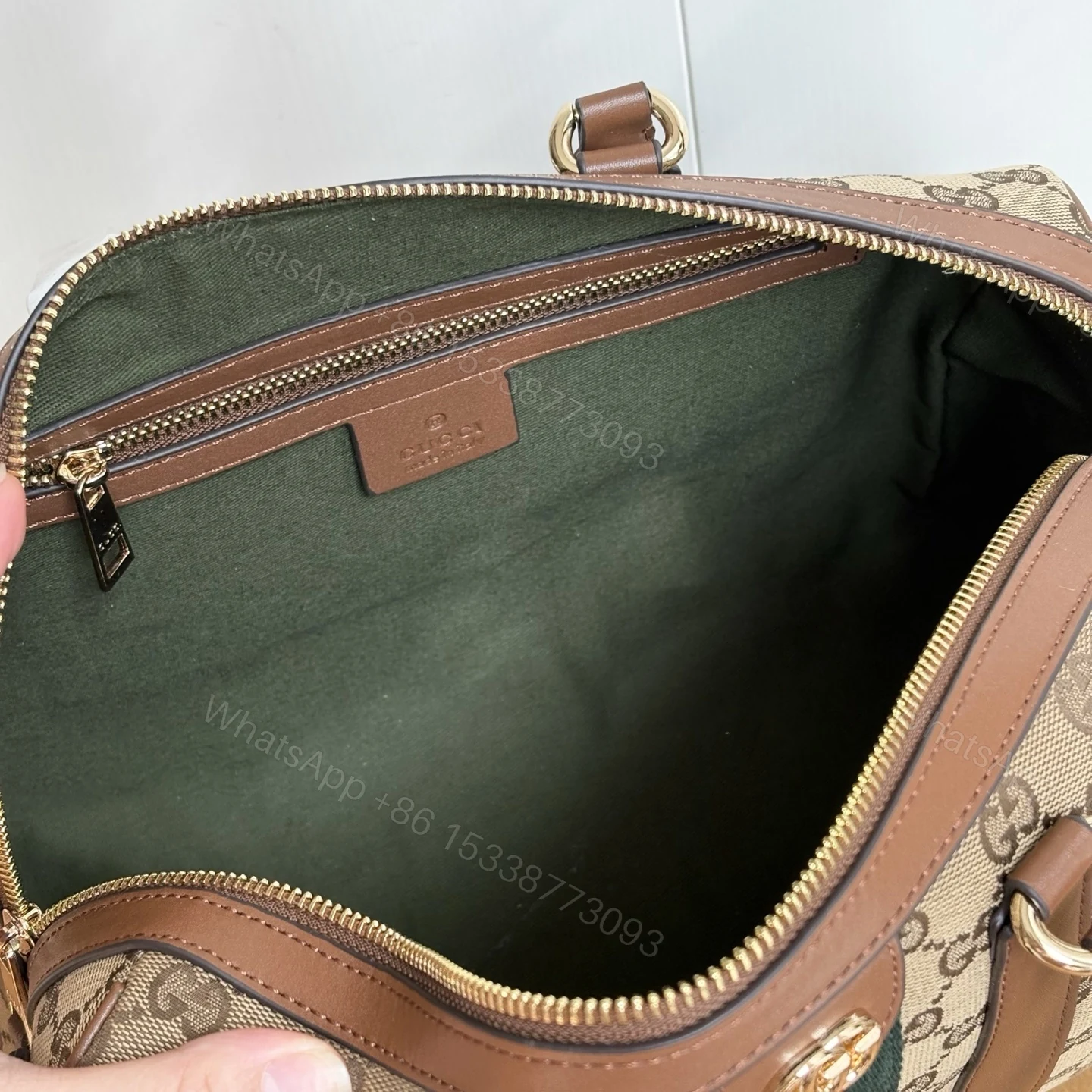 View 9 of Gucci Ophidia Medium Boston Bag Beige And Brown GG Canvas 30Cm