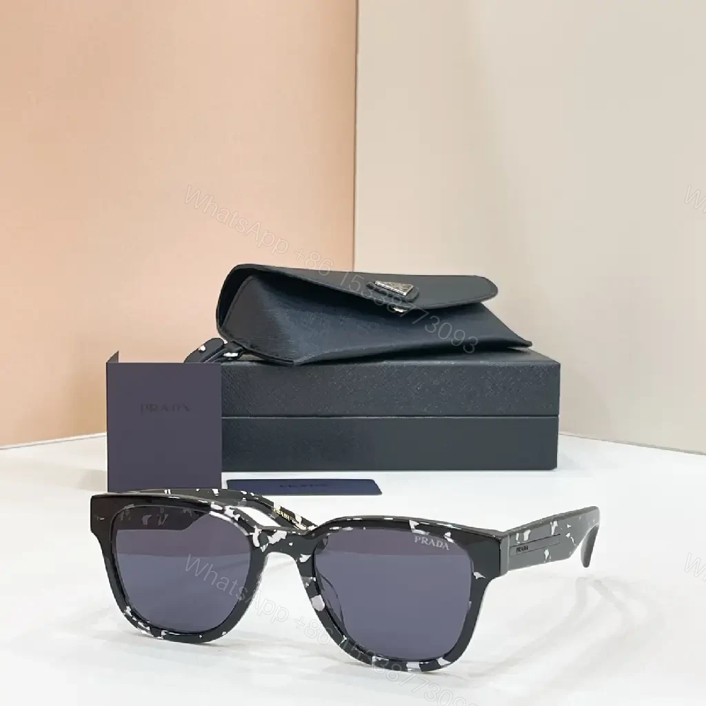 View 3 of Brown tortoise square sunglasses, chunky glossy frame, retro thin PRADA temple