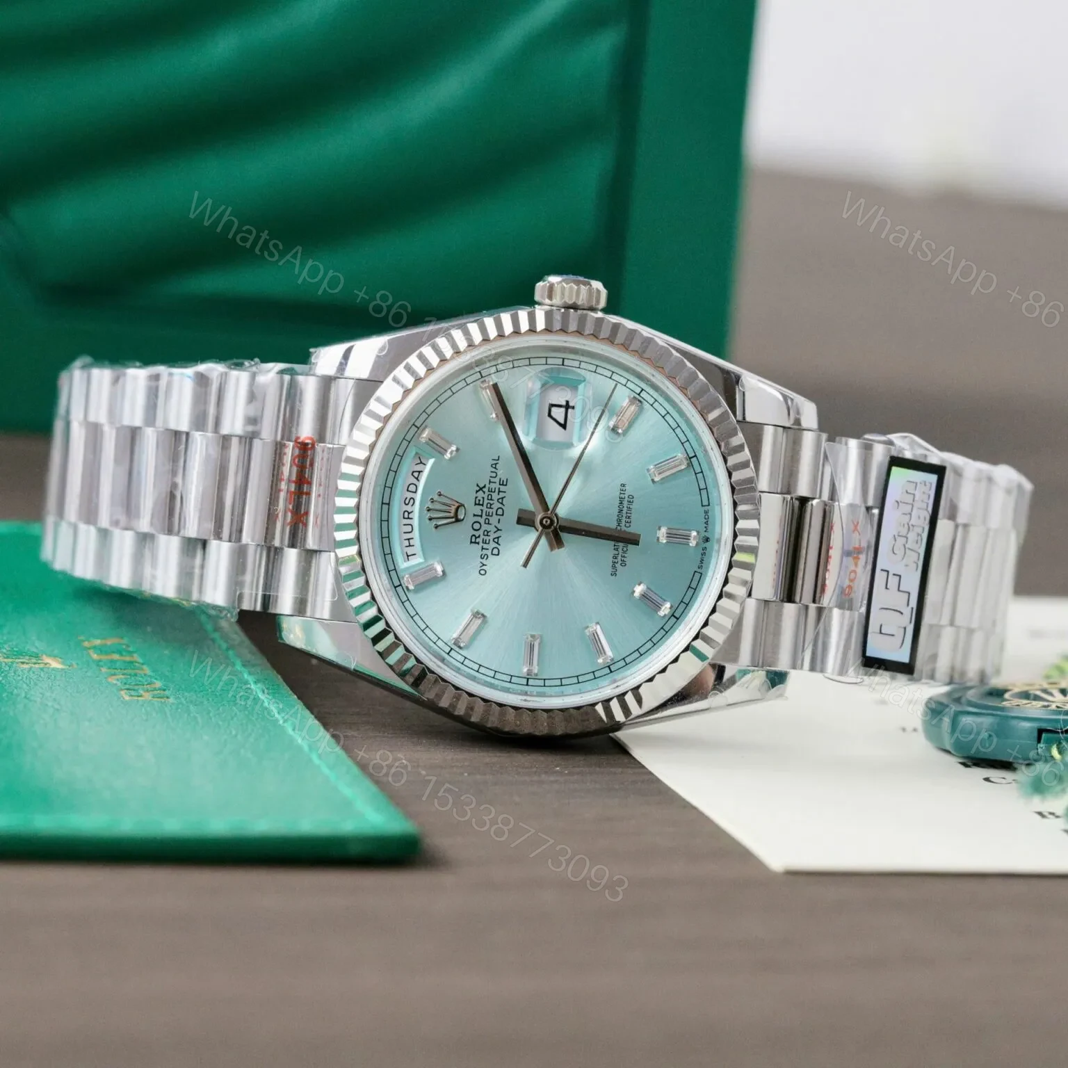 View 4 of Superclone Rolex Day-Date Ice Blue Diamond Dial 128236-0009 36 mm