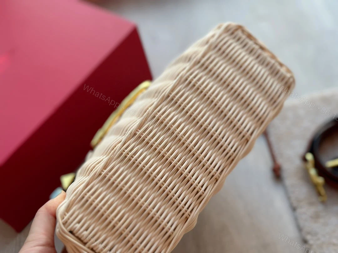 View 6 of VALENTINO GARAVANI WO VLOGO SMALL WICKER BASKET BAG BEIGE 25CM XW2B0K41YMP 43S