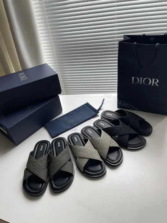 View 2 of Chic Leather Monogram Slide Sandals - Luxe Comfort Sandals