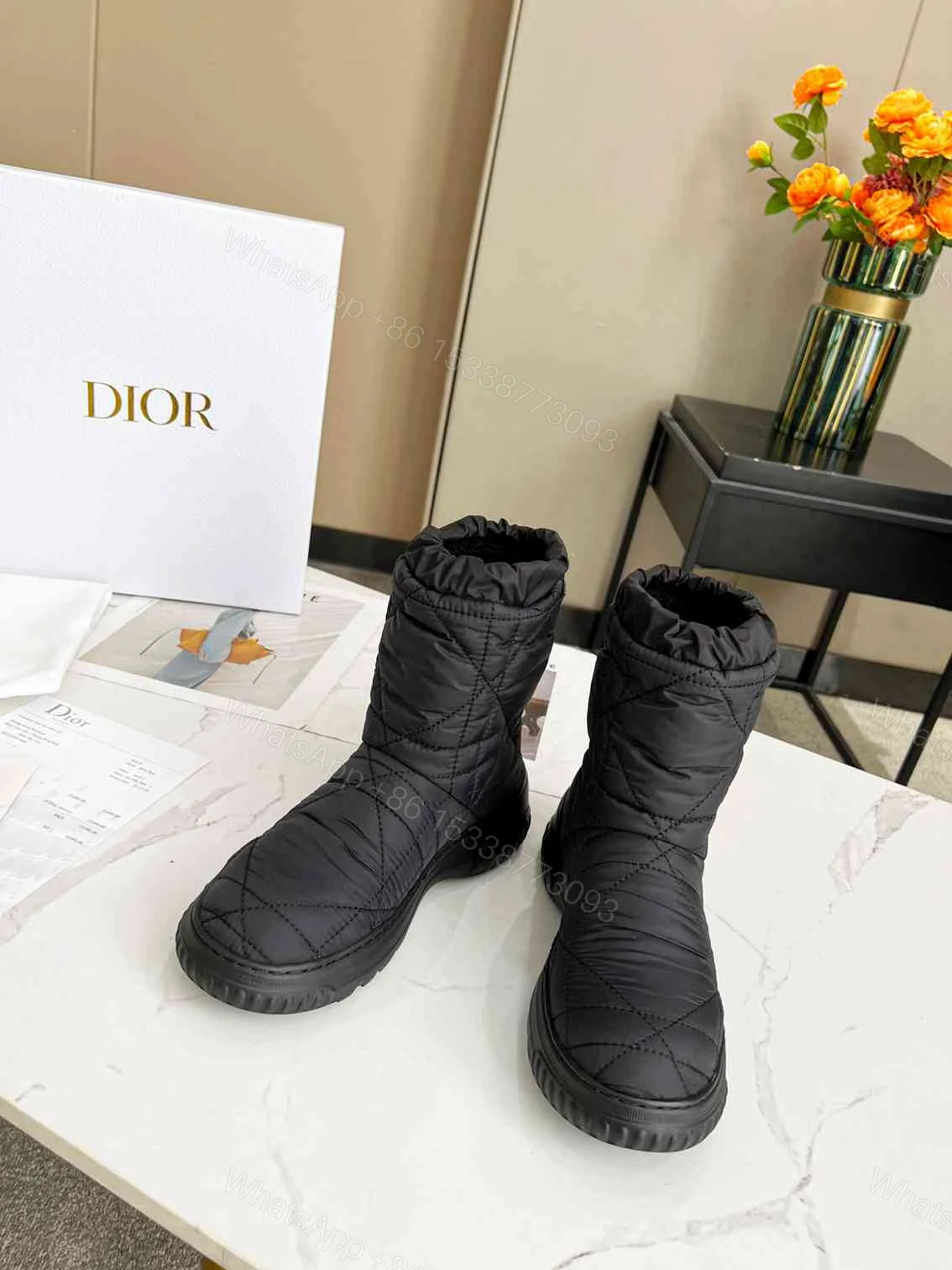View 2 of DIOR FROST ANKLE BOOT BLACK QUILTED NYLON BLACK