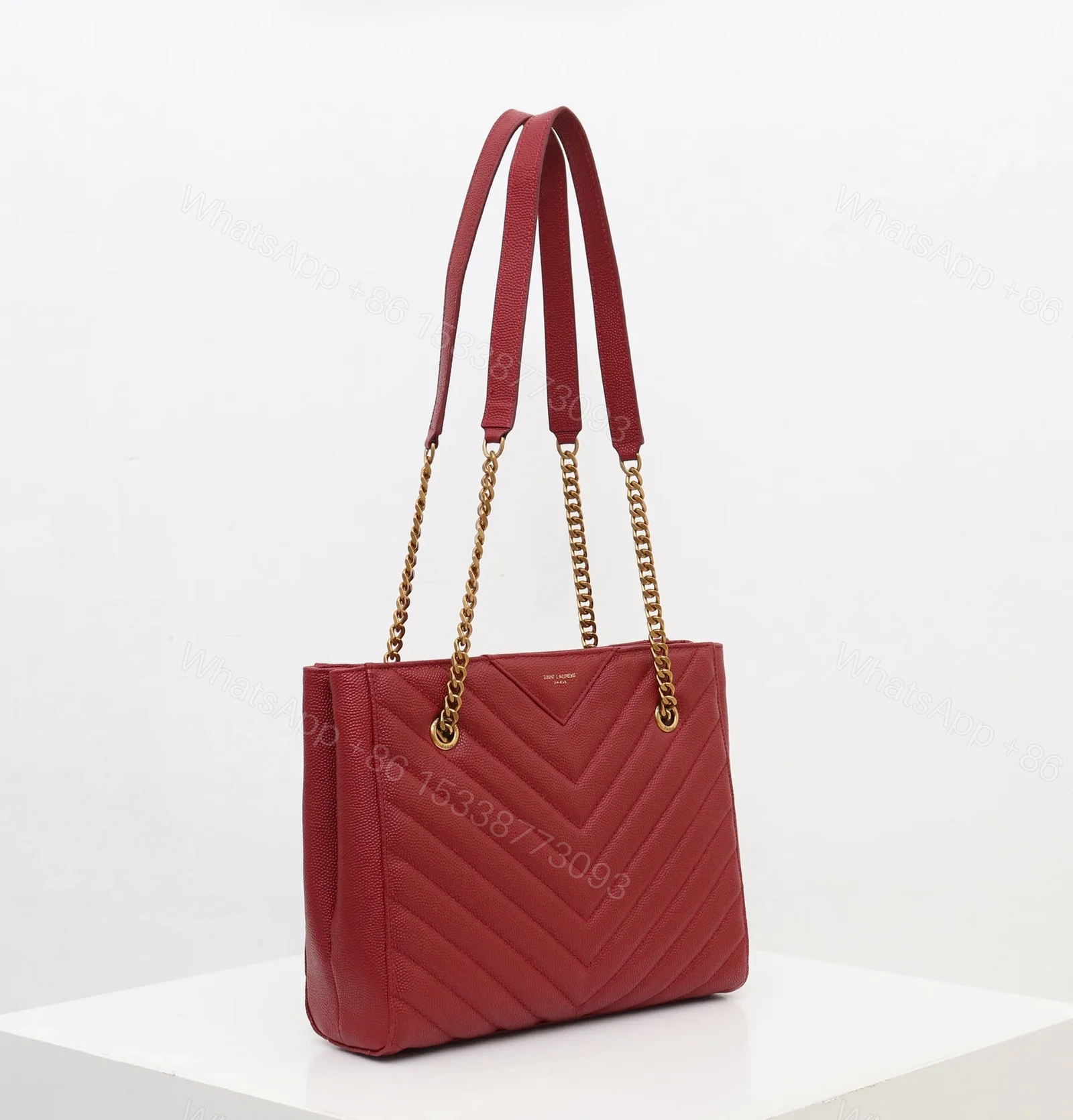 View 4 of Saint Laurent Tribeca shoulder bag in burgundy leather