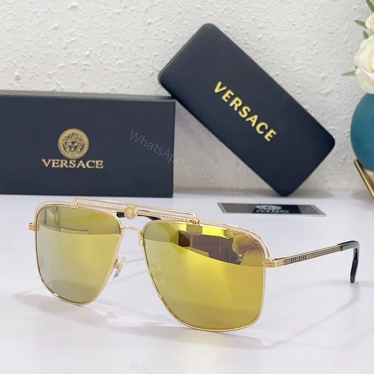 View 3 of Gilded Medusa: Gold-Tone Sunglasses with Crest