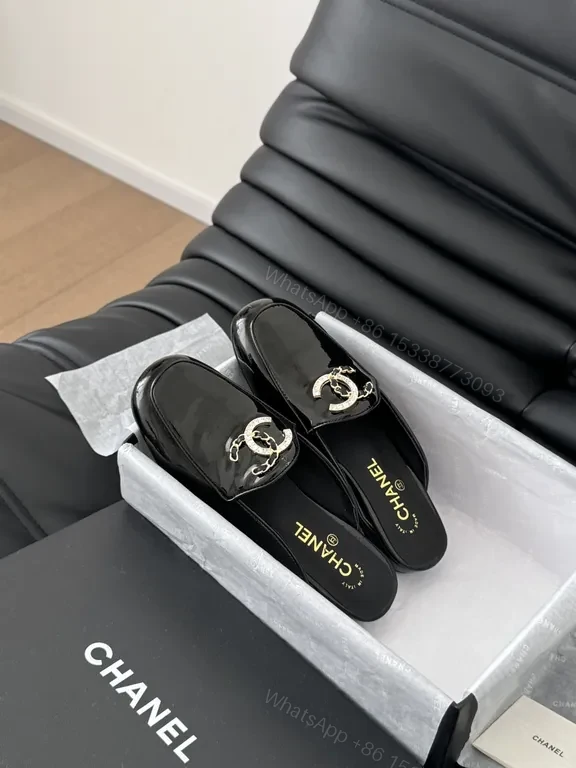 View 7 of Chic Patent Leather Mules â€“ Chanel-Inspired, Slip-On Luxury