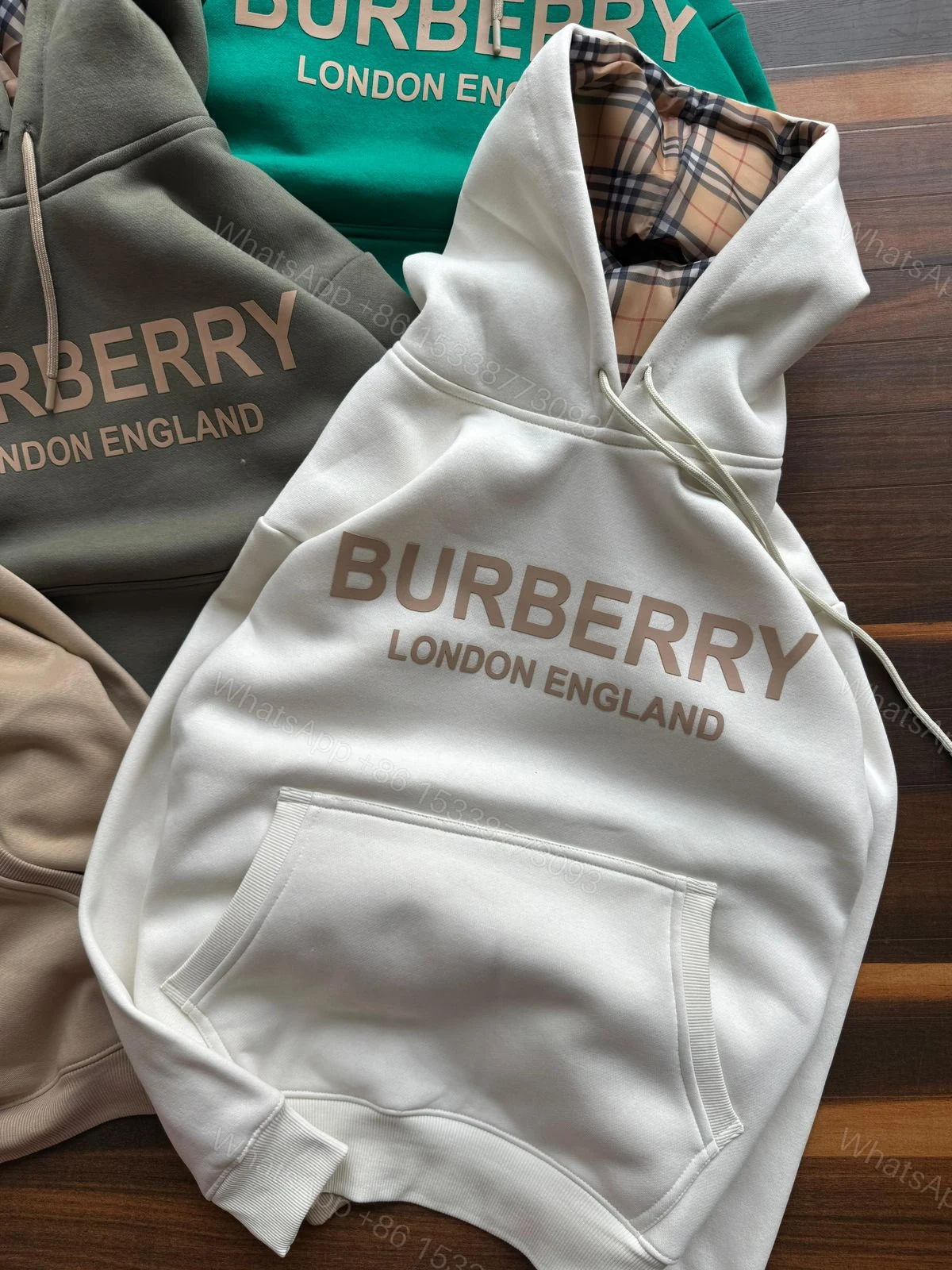 View 3 of FIRST COPY BURBERRY 3-THREAD COTTON FLEECE HOODIE