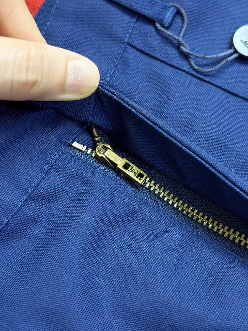 View 4 of Navy Linen Belted Bermuda Shorts Louis Vuitton Logo