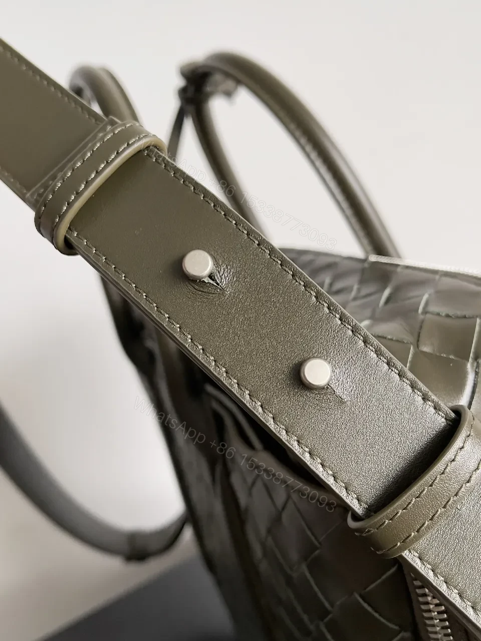View 5 of Woven Leather Structured Satchel: Luxe Everyday Handbag