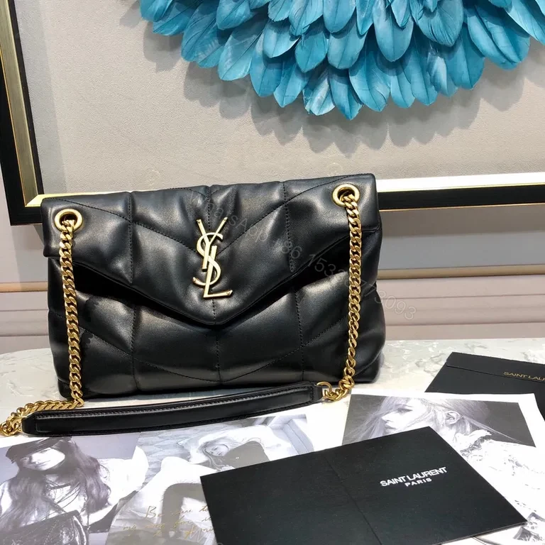 Chic Calfskin Flap Bag with Gold Chain - Quilted, Classic — view 1