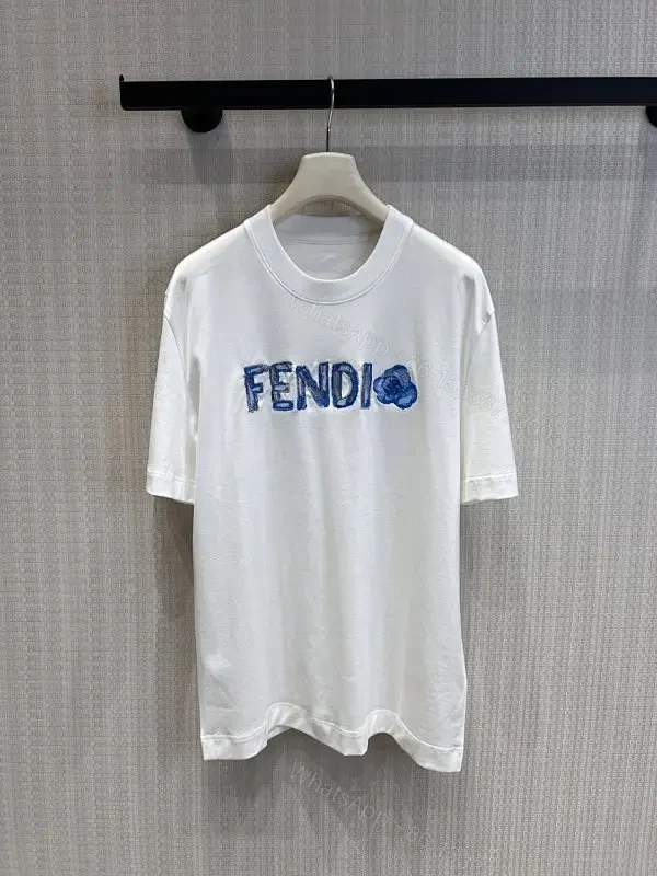 Minimalist White Tee with Luxe Embroidered Logo, Casual-Ready Top — view 1