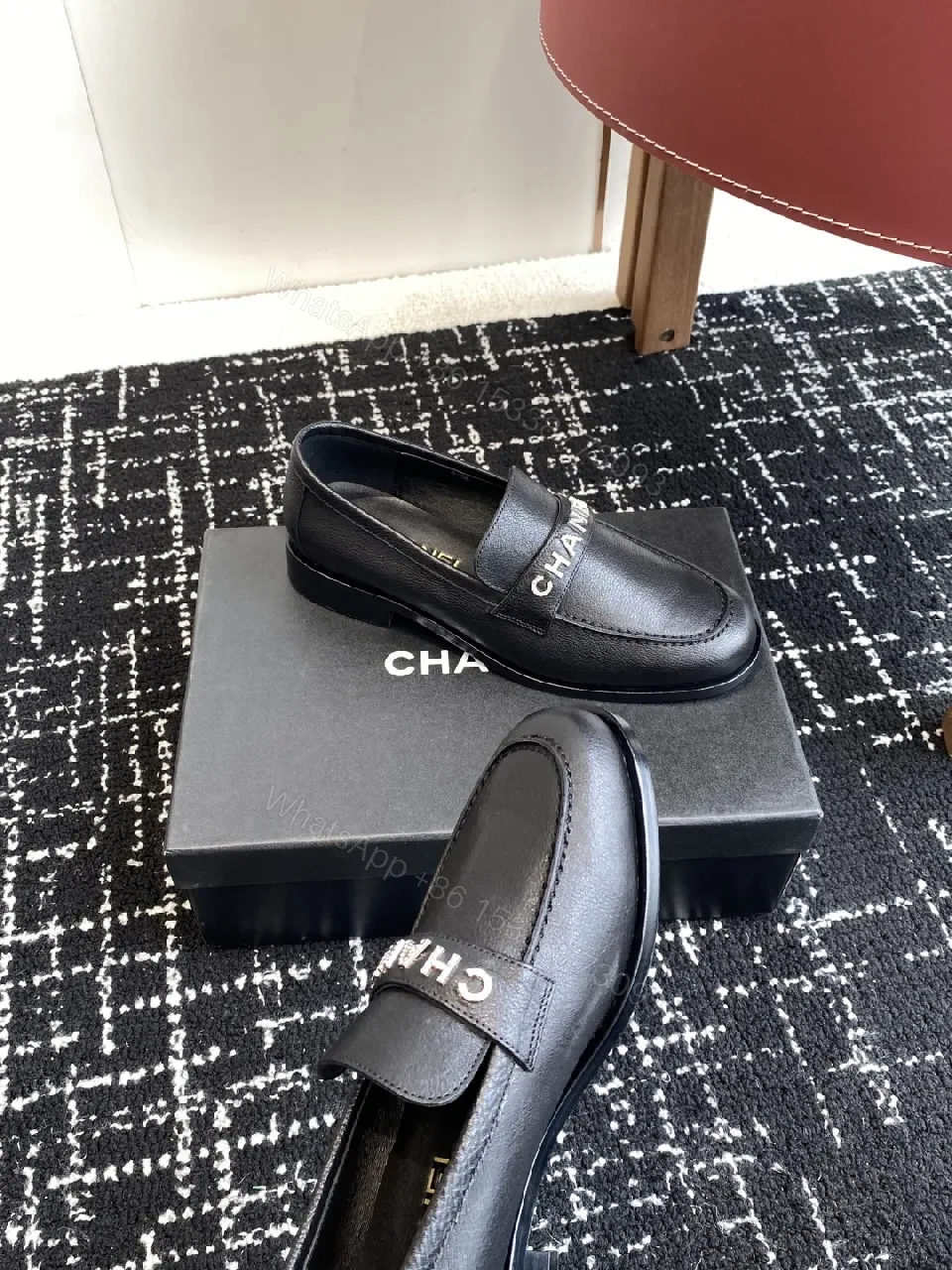 View 9 of Black Leather Slip-On Loafers with Signature Band Jeg-Style Luxe Shoes