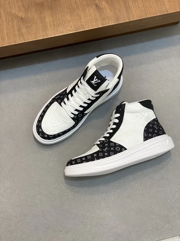View 3 of Luxe LV-Style High-Top Sneakers: Monogram Contrast