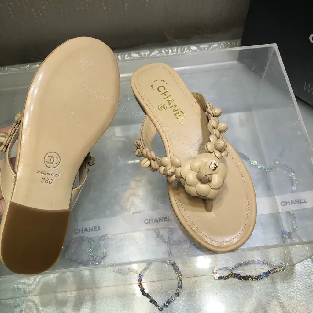 View 8 of Beige Floral-Accent Sandals: Luxe Comfort Slip-On