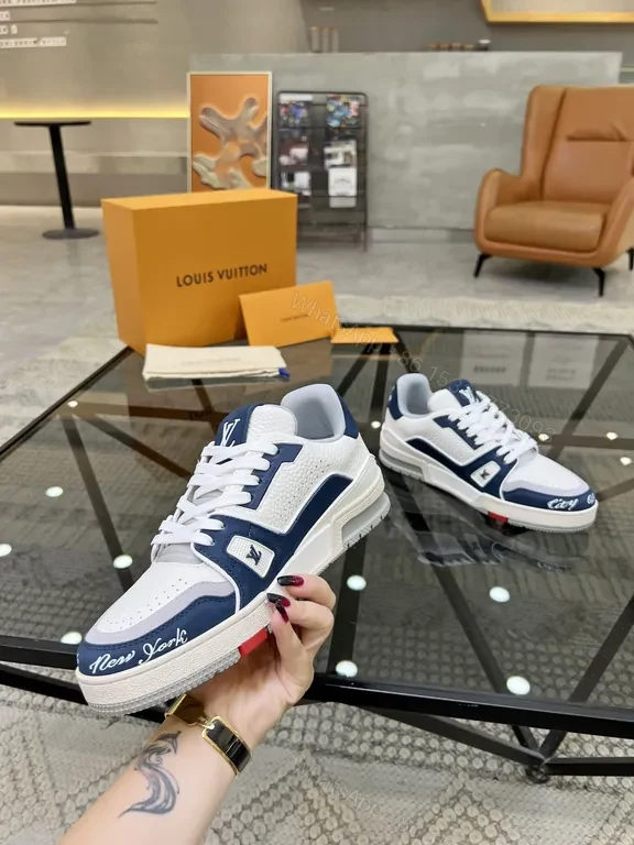 View 8 of Bold Navy-White LV-Inspired High-Tops: All-Day Comfort Sneakers