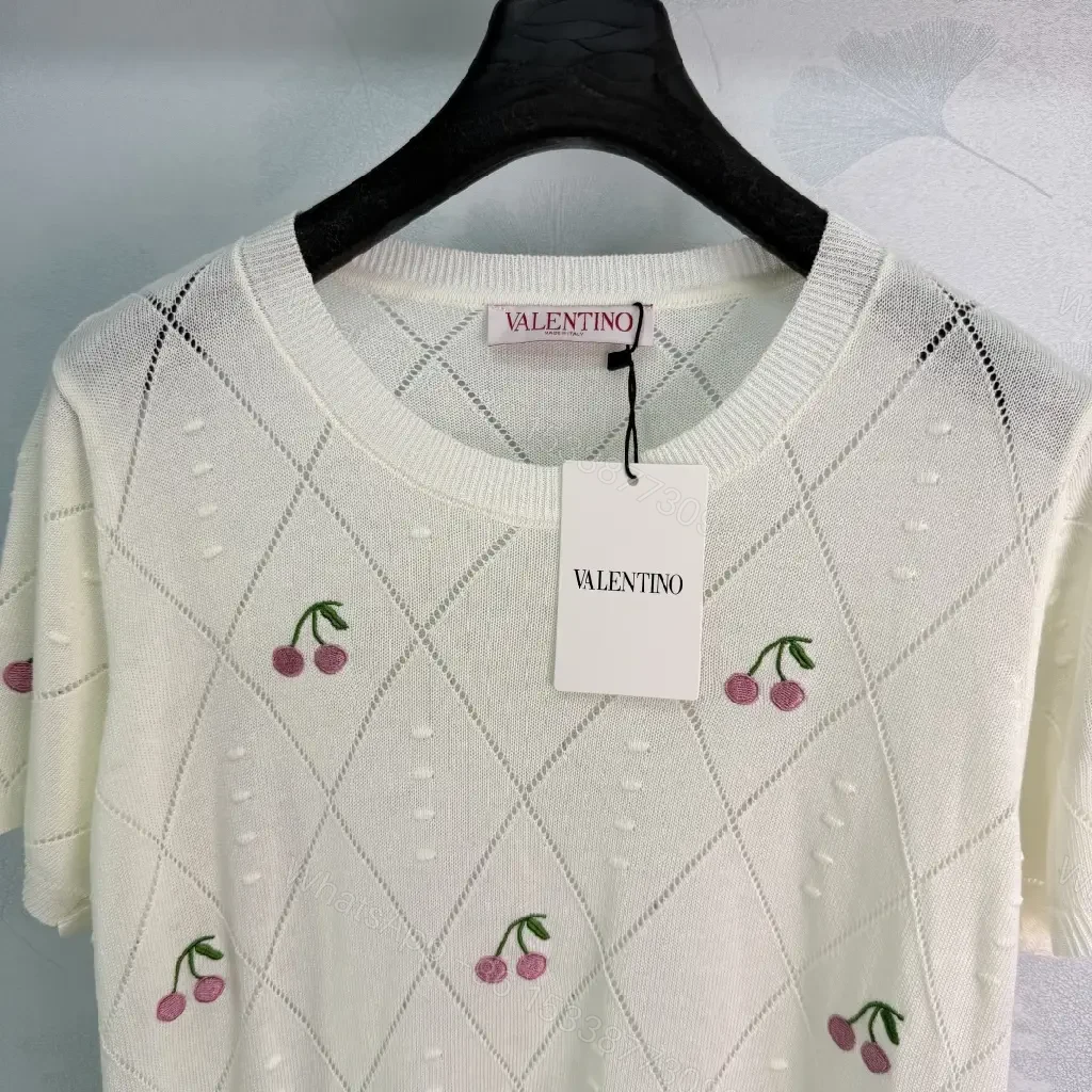 View 4 of Cream/Light Heather Knit V-Neck Cropped Argyle Diamond Top