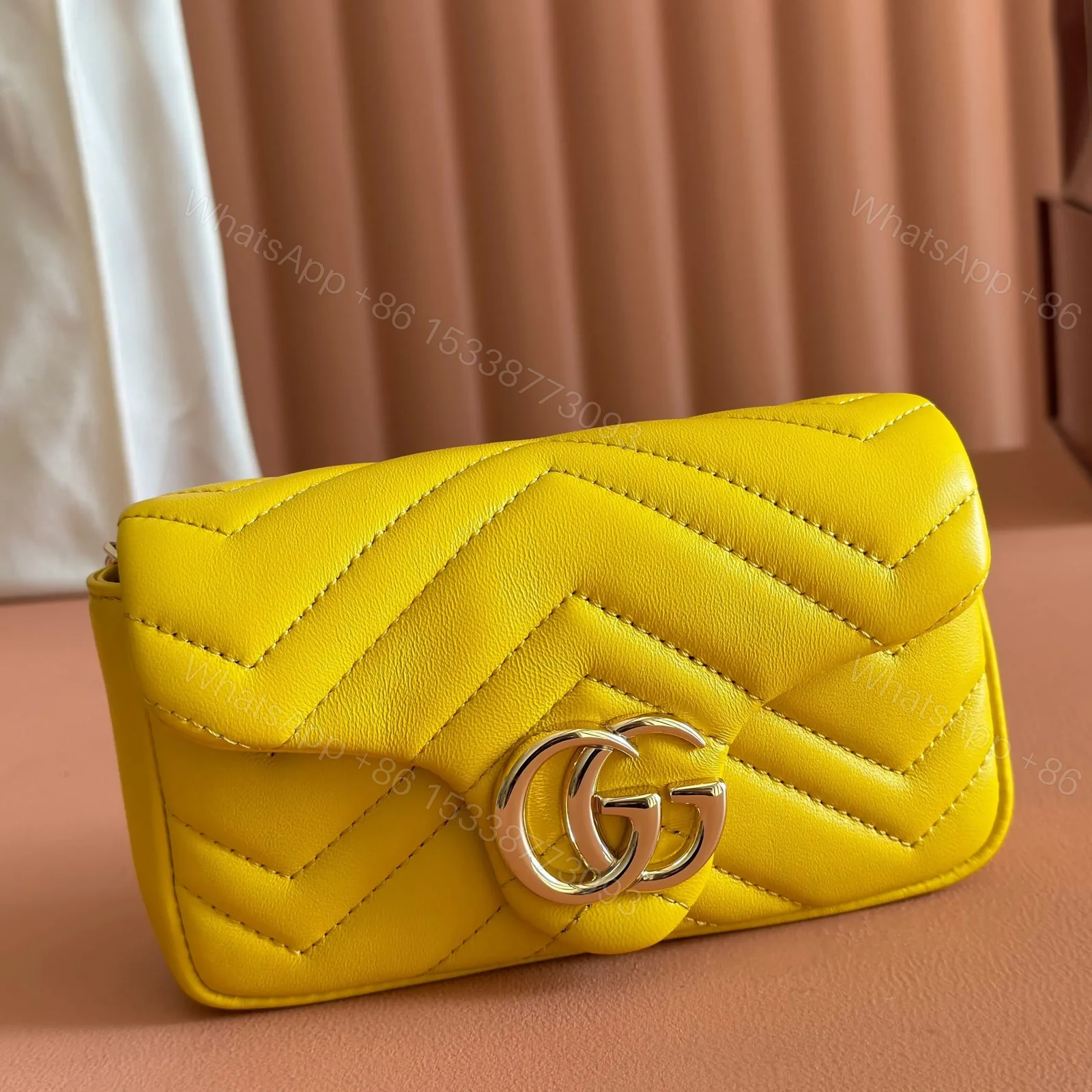 View 2 of GUCCI GG MARMONT BAG 16 IN YELLOW LAMBSKIN