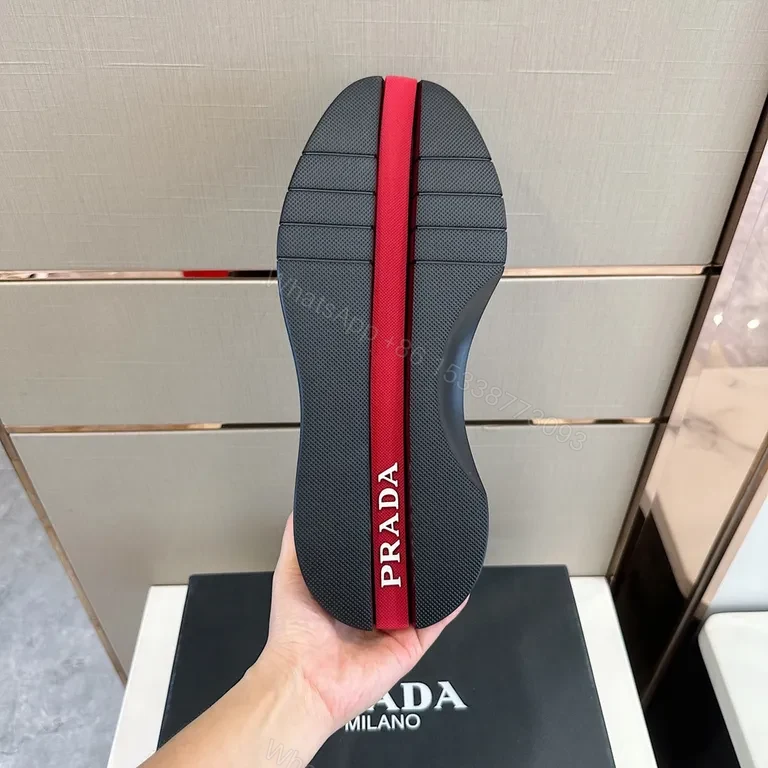 View 5 of Bold Black Leather Platform Sneaker â€” Prada Milano Style