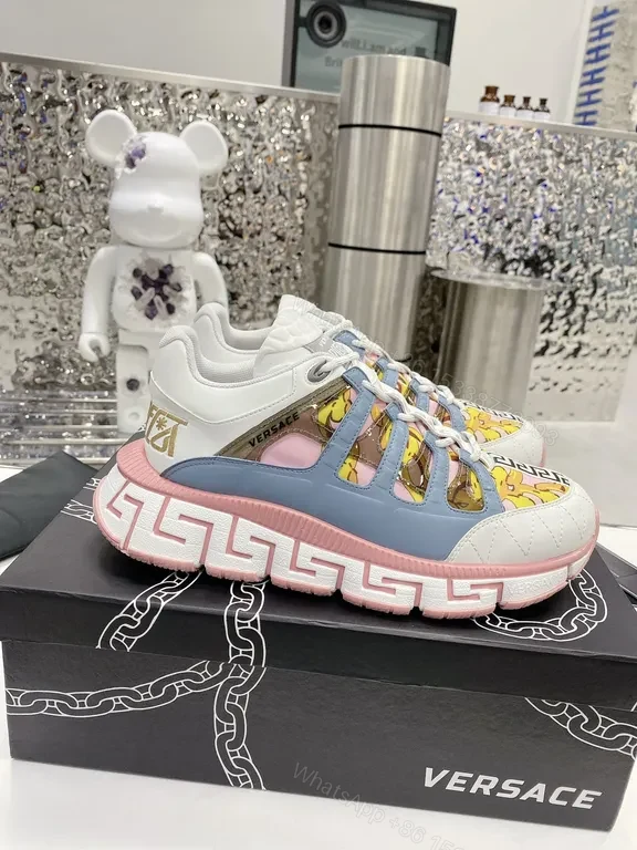 View 3 of Bold Color-Block Versace Sneakers: Couture Craftmanship