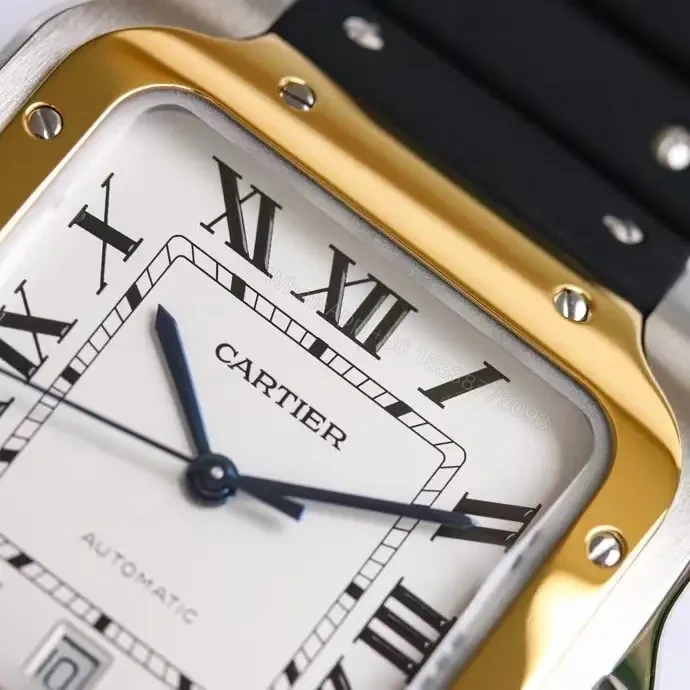 View 4 of Cartier super clone Santos Two-Tone White Dial Black Rubber Strap 40MM Premium WSSA0006