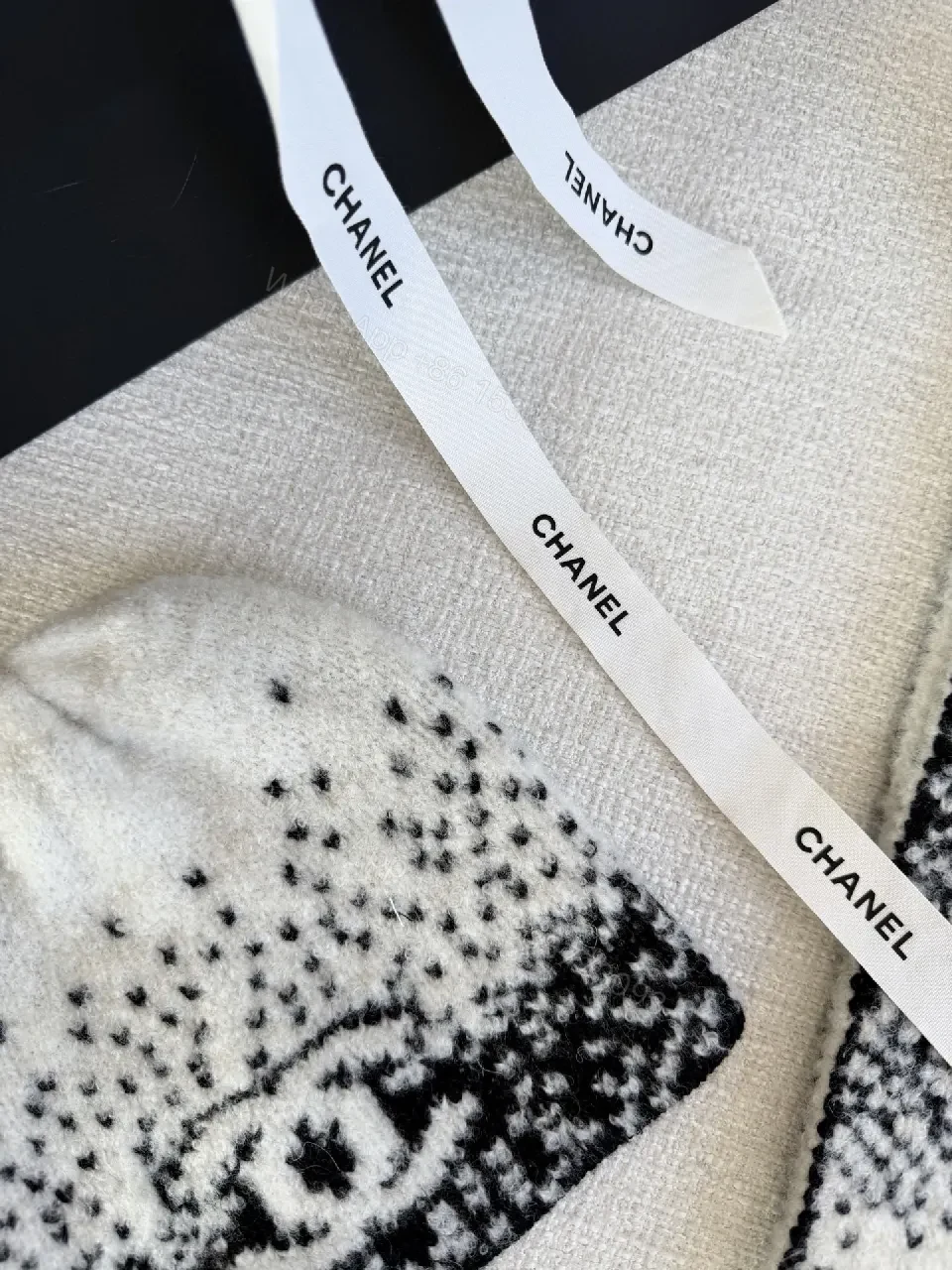 View 5 of Soft Knit Beanie with Ribbon Detail, Luxe Texture, Unisex