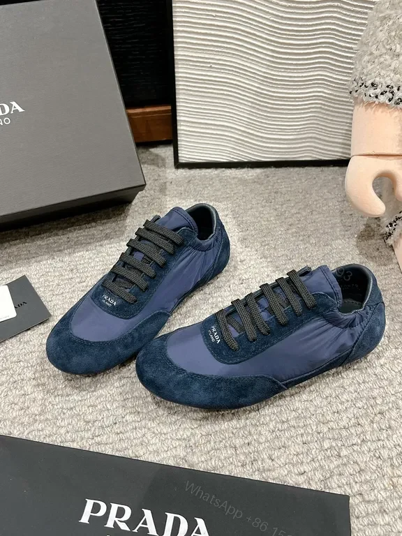 View 4 of Prada Milano Navy Suede High-Top Sneakers: Luxe Comfort